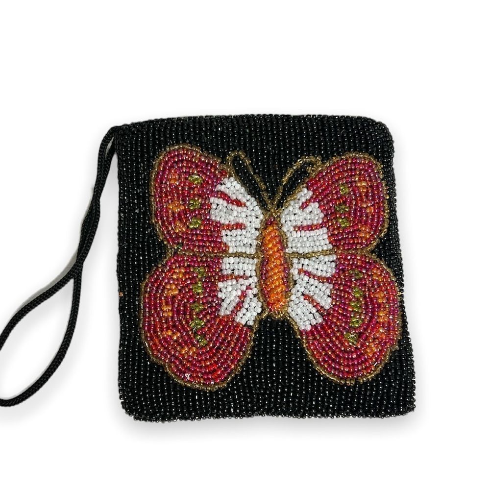 Beaded Butterfly Multicolor Square Coinpurse - Picture 2 of 3